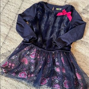 Girls Blue Long Sleeve Party Dress - (size 8)